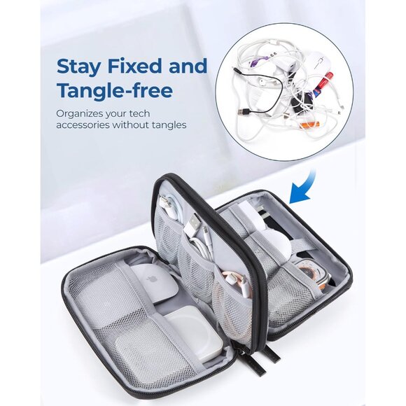 Electronics Organizer Travel Case, Cable Charger Cord Tech Organizer Pouch for P - Picture 3 of 7